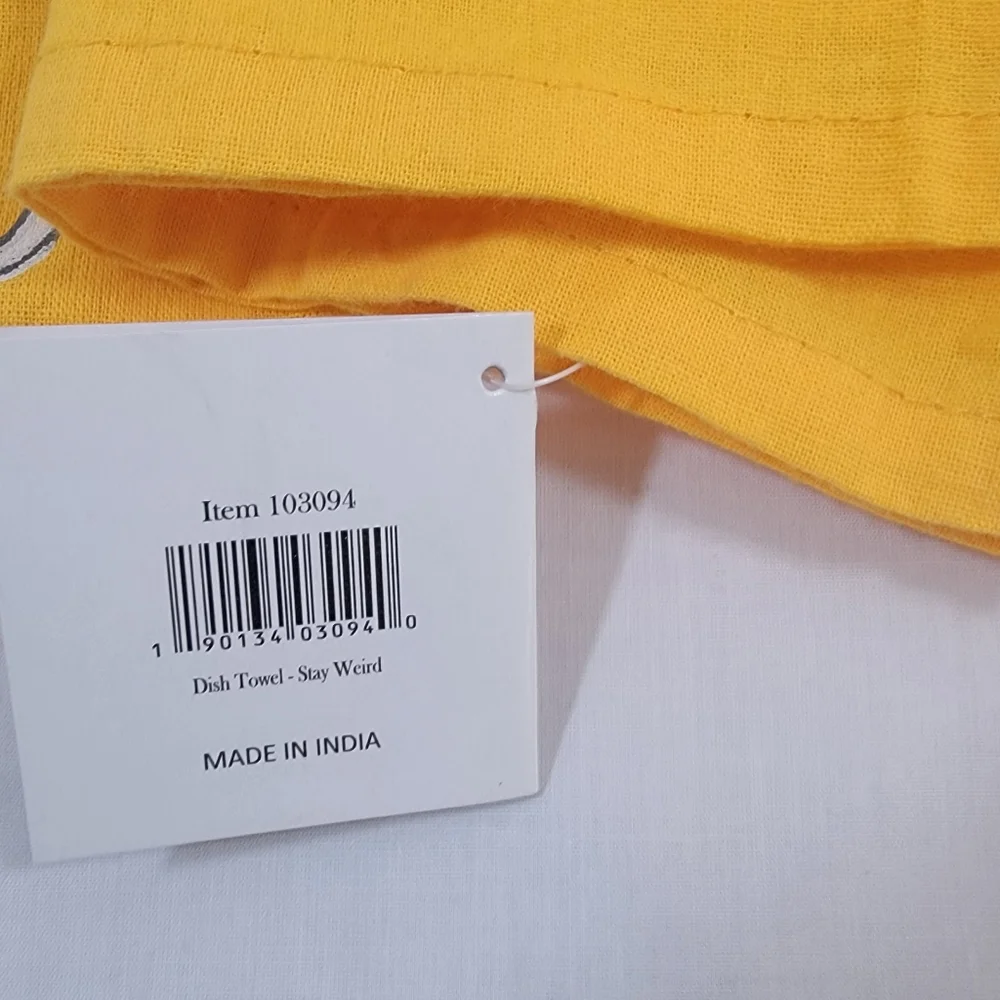 Set Of 2 Yellow Linen Dish Towels.  Primitive By Kathy Stay Weird